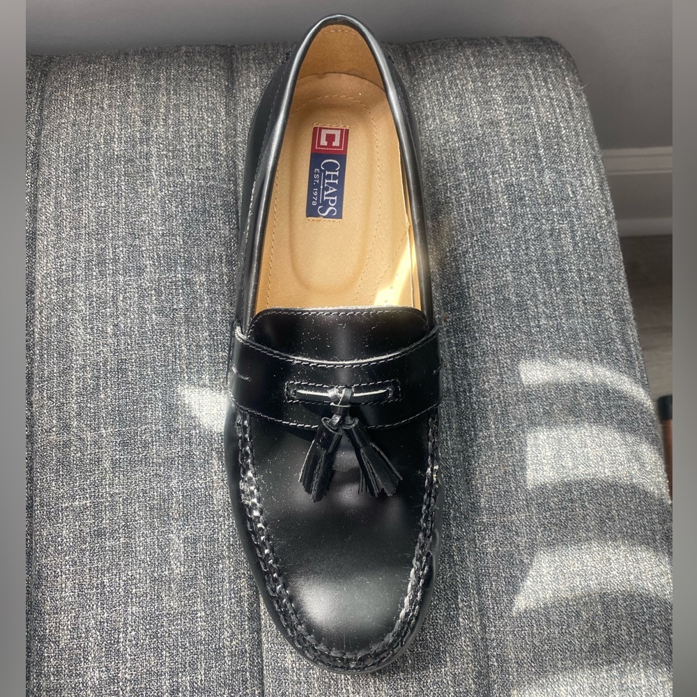 Chaps men's black dress loafers. Brand new in box.